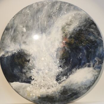 Peinture intitulée ""éclat de vague"" par Yannick Bernard, Œuvre d'art originale, Laque Monté sur Châssis en bois
