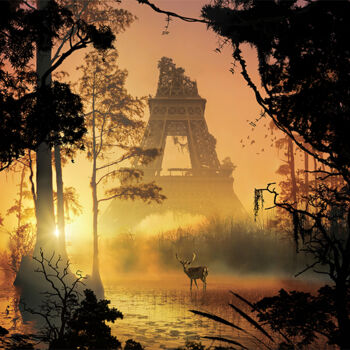「Tour Eiffel dans la…」というタイトルのデジタルアーツ Yannick Mongetによって, オリジナルのアートワーク, デジタル絵画