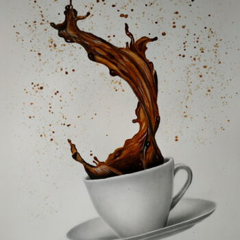 Peinture intitulée "Coffee aroma" par Yaroslav Teslenko, Œuvre d'art originale, Fusain