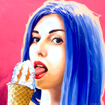 Картина под названием "Girl with ice cream" - Yaseneva Svetlana, Подлинное произведение искусства, Акрил