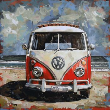 Peinture intitulée "Vintage VW" par Yass, Œuvre d'art originale, Huile