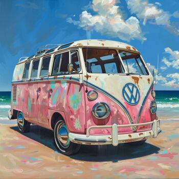 "Pink VW Van" başlıklı Tablo Yass tarafından, Orijinal sanat, Petrol