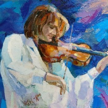 Painting titled "THE VIOLINIST" by Nataliya Yatel, Original Artwork, Oil