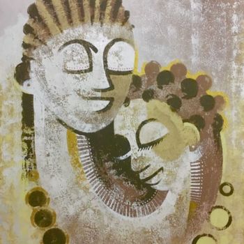 Painting titled "Mother and Child" by Yawarth, Original Artwork, Acrylic