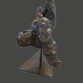 Sculpture titled "ICARE" by Ybah, Original Artwork, Bronze
