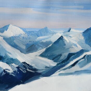 Peinture intitulée ""Winter mountains"" par Yehor Dulin, Œuvre d'art originale, Huile
