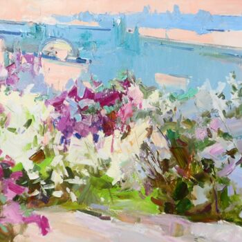Peinture intitulée "Lilac garden painti…" par Yehor Dulin, Œuvre d'art originale, Huile