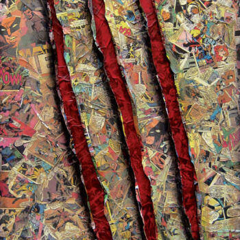 Collages titled "Serval" by Yen'P (Paul Sandrine) Disponible Galerie Assouline Paris 16, Original Artwork, Collages Mounted…