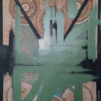 Schilderij getiteld "The Green way" door Yessica Aileen Sousa, Origineel Kunstwerk, Glazuur