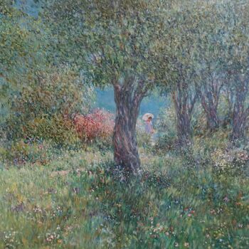 Pintura titulada "Olive Grove. Mornin…" por Yevhenii Chernov, Obra de arte original, Oleo Montado en Bastidor de camilla de…