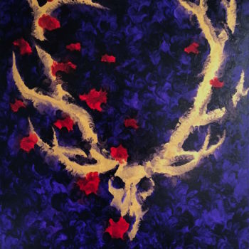 Peinture intitulée "Sauvage: The Deer" par Yini Zhao, Œuvre d'art originale, Huile