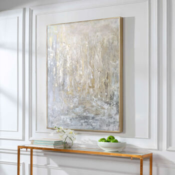 Painting titled "Silver and Gold" by Yllen Avotí, Original Artwork, Acrylic Mounted on Wood Panel