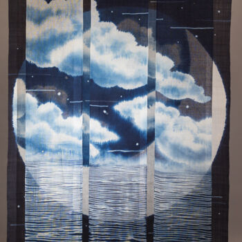 「Moon Boat」というタイトルのテキスタイルアート 陽子 楮谷によって, オリジナルのアートワーク, タペストリー