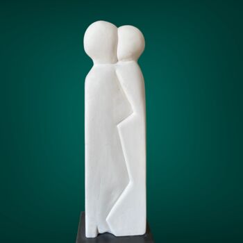 Skulptur mit dem Titel "Le baiser" von Yolaine Rilhac, Original-Kunstwerk, Gips