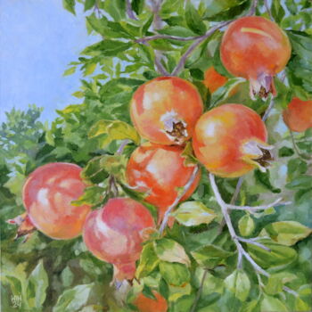 Peinture intitulée "Pomegranate tree" par Yulia Ivanova, Œuvre d'art originale, Huile
