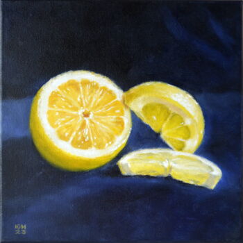 Pintura intitulada "Lemon Slice" por Yulia Ivanova, Obras de arte originais, Óleo