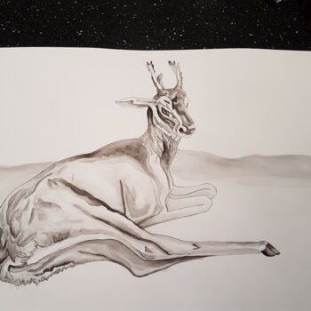 Tekening getiteld "Deer, aquarelle, en…" door Yulia Pelevina, Origineel Kunstwerk, Aquarel