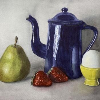 绘画 标题为“Navy teapot” 由Yulia Risevets, 原创艺术品, 水彩