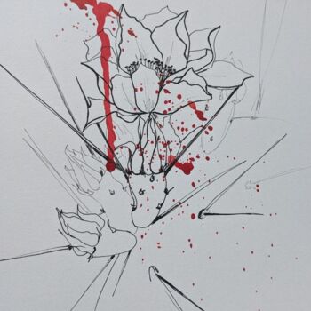 Tekening getiteld "Blood dew 2" door Yulia Zhevnova, Origineel Kunstwerk, Aquarel