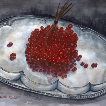 Painting titled "Guelder rose" by Yuliia Kovalska, Original Artwork, Watercolor