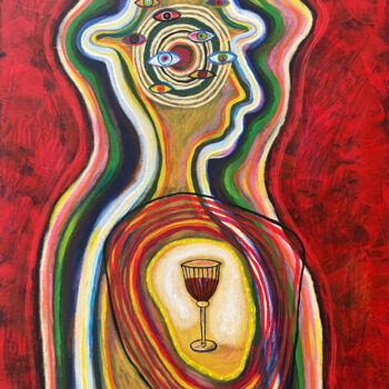 Pittura intitolato "Wine is in My Heart." da Yuliya Pochynok (JJ Julia), Opera d'arte originale, Acrilico Montato su Telaio…