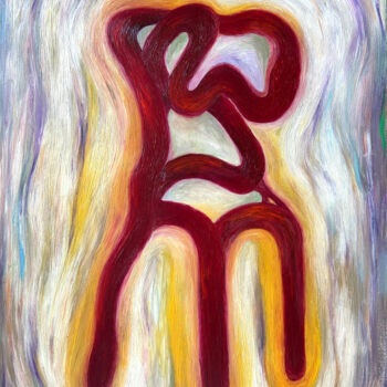 Pittura intitolato "The Red Chair." da Yuliya Pochynok (JJ Julia), Opera d'arte originale, Olio Montato su Telaio per barell…