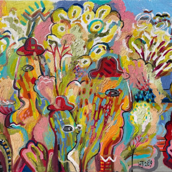 Ζωγραφική με τίτλο "spring Gardens." από Yuliya Pochynok (JJ Julia), Αυθεντικά έργα τέχνης, Λάδι Τοποθετήθηκε στο Ξύλινο φορ…
