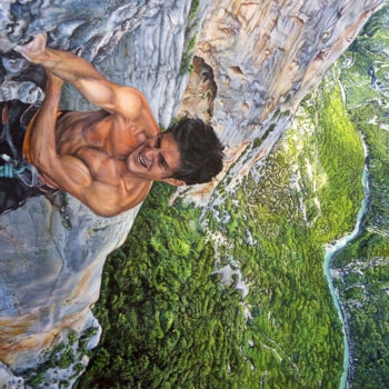 제목이 "The winning leap"인 미술작품 Yuma Talan로, 원작, 아크릴 나무 들것 프레임에 장착됨