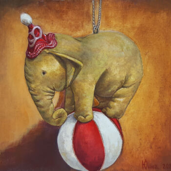 Ζωγραφική με τίτλο "Слонёнок" από Yunna V`Yun, Αυθεντικά έργα τέχνης, Λάδι