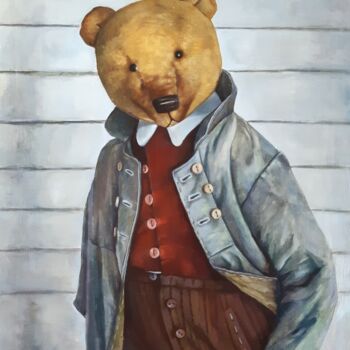 Painting titled "Медведь Бернар" by Yunna V`Yun, Original Artwork, Oil