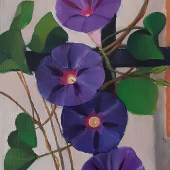 Ζωγραφική με τίτλο "Фиолетовый вьюнок" από Yunna V`Yun, Αυθεντικά έργα τέχνης, Λάδι