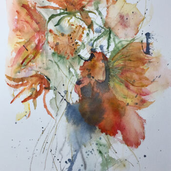 Painting titled "Fiori" by Yūrei, Original Artwork, Watercolor