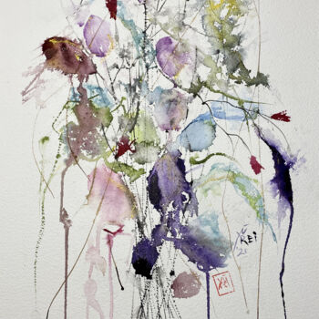 Peinture intitulée "Wild Bouquet" par Yūrei, Œuvre d'art originale, Aquarelle