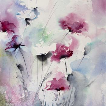Картина под названием "***Flowers comp III…" - Yuriy Kraft, Подлинное произведение искусства, Акварель