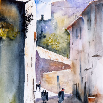 Malerei mit dem Titel "***Gordes, France***" von Yuriy Kraft, Original-Kunstwerk, Aquarell