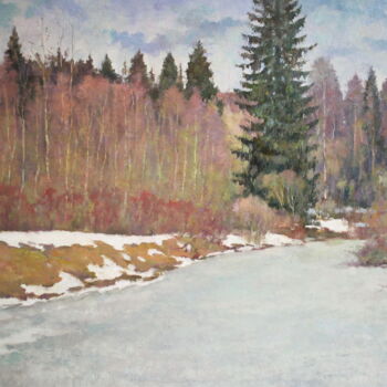 Painting titled "Sleeping River" by Yury Sapozhnikov, Original Artwork, Oil