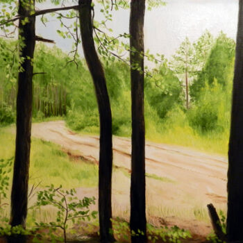 Peinture intitulée "Forest walk" par Yury Smirnov, Œuvre d'art originale, Huile Monté sur Châssis en bois