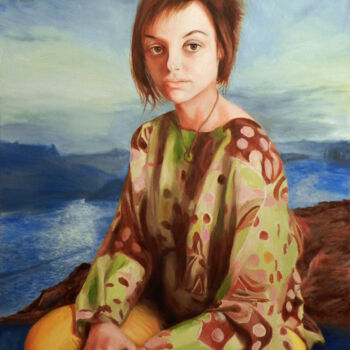 Painting titled "Natasha" by Yury Smirnov, Original Artwork, Oil Mounted on Wood Stretcher frame