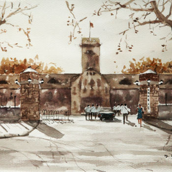 Painting titled "Ocean University in…" by Yu Tian, Original Artwork, Watercolor