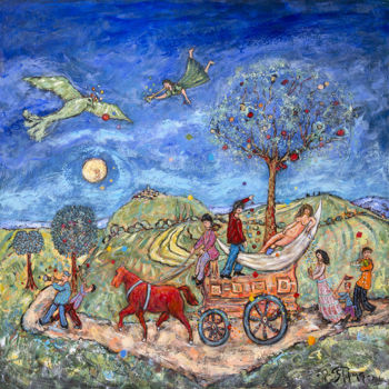 Painting titled "Procession de la fê…" by Yvan Philmer, Original Artwork, Acrylic