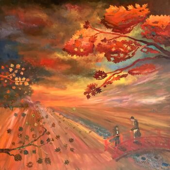 Painting titled "TOGETHER TO HORIZON…" by Yves Weiler, Original Artwork, Oil Mounted on Wood Stretcher frame