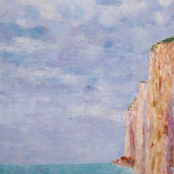 Peinture intitulée "falaises en Normand…" par Yves De La Malene, Œuvre d'art originale