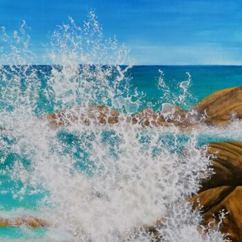 Картина под названием "Bout de mer" - Yves Marie Teiller, Подлинное произведение искусства, Акрил Установлен на Деревянная р…