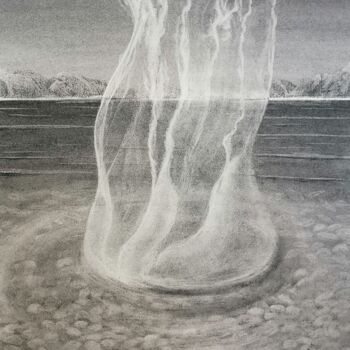 图画 标题为“Splash au fusain” 由Yves Marie Teiller, 原创艺术品, 木炭