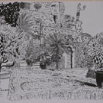 Drawing titled "Jardin" by Zabeth, Original Artwork