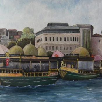 Schilderij getiteld "eminonu,ıstanbul" door Zafer Caglarca, Origineel Kunstwerk, Olie