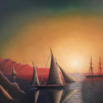 Peinture intitulée "Sunset" par Zakhar Dadaian, Œuvre d'art originale, Huile