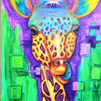 Painting titled "Whats eating Gilber…" by Zen Lucero, Original Artwork, Watercolor Mounted on Wood Stretcher frame