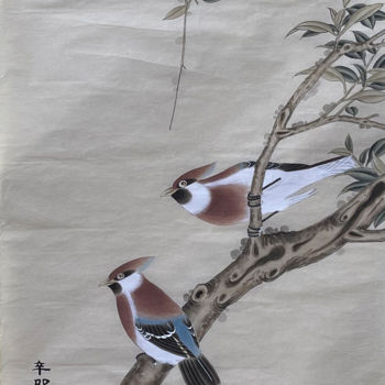 Картина под названием "Close friends" - Huizhen Zhang 张慧珍, Подлинное произведение искусства, Пигменты