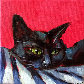 제목이 "Black Cat Portrait…"인 미술작품 Zhanna Kan로, 원작, 기름